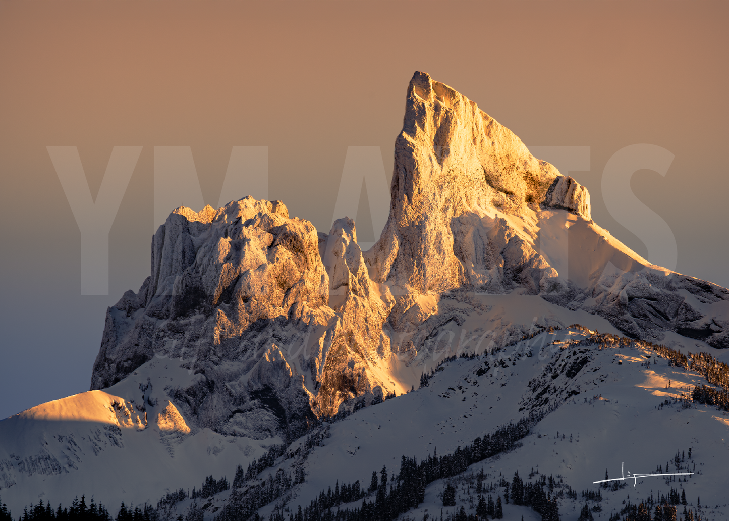 Matted print of photograph "The Black Tusk at sunset" #00501