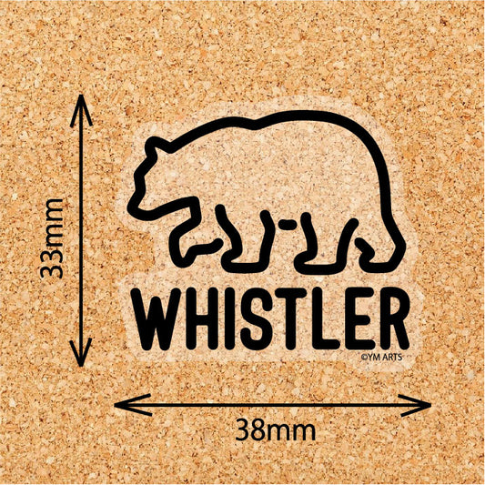 Line art bear transparent vinyl sticker 33x38mm