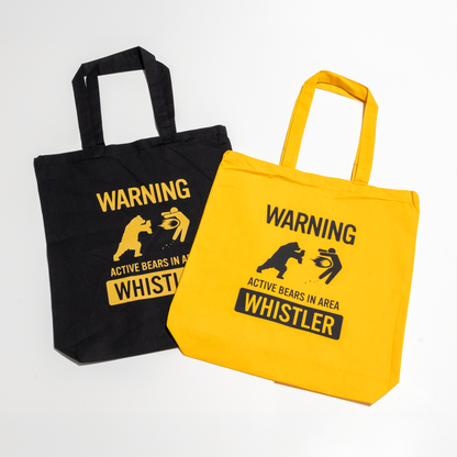 Light canvas tote "ACTIVE BEARS IN AREA - WHISTLER"