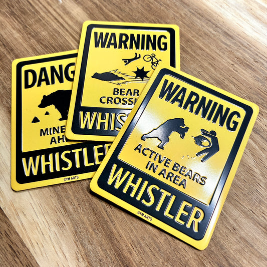 Bear warning sign fridge magnet for Whistler