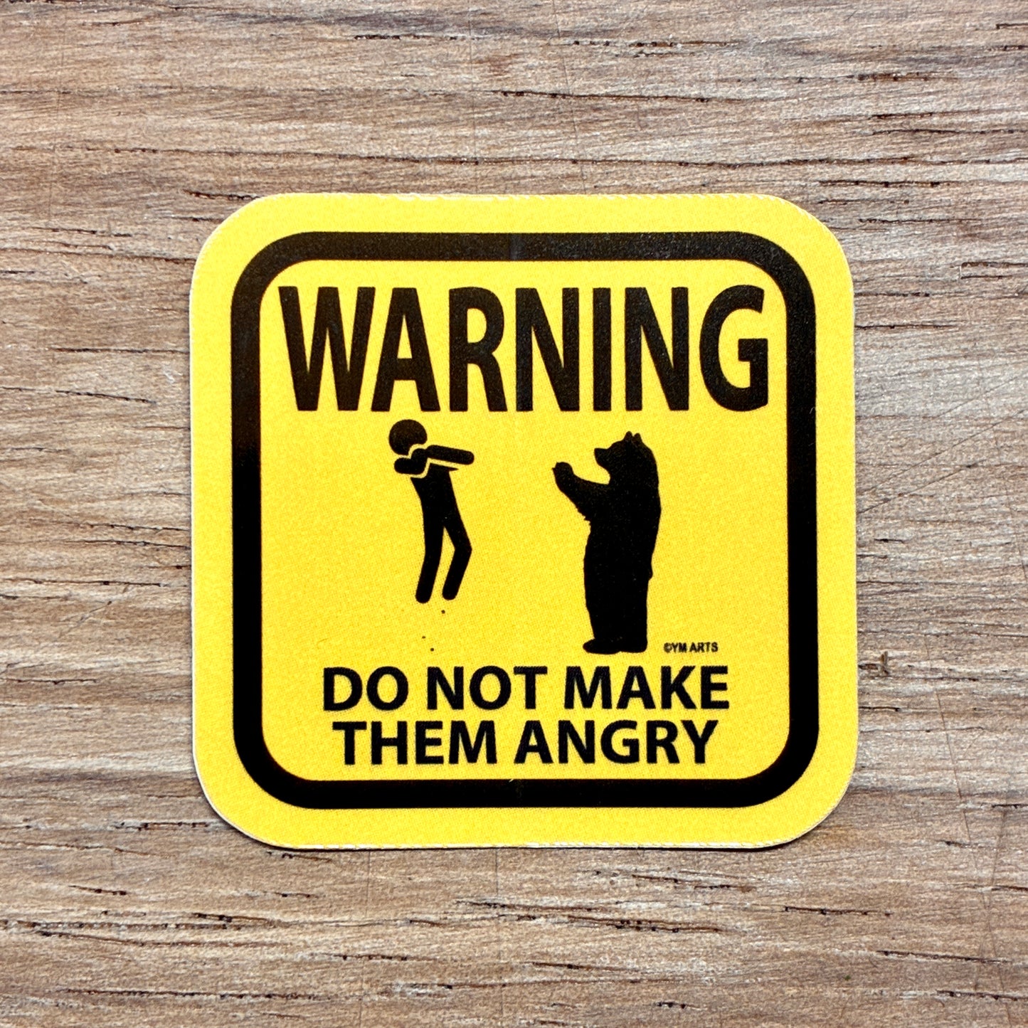 Bear warning sign vinyl sticker