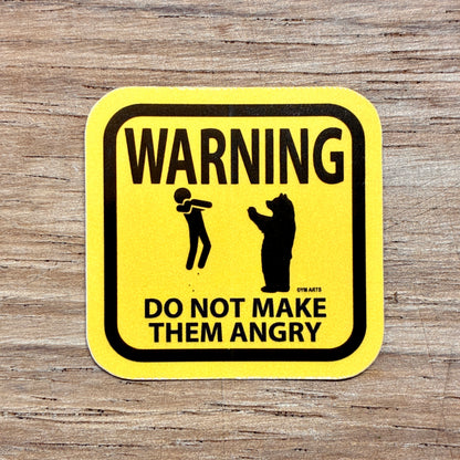 Bear warning sign vinyl sticker