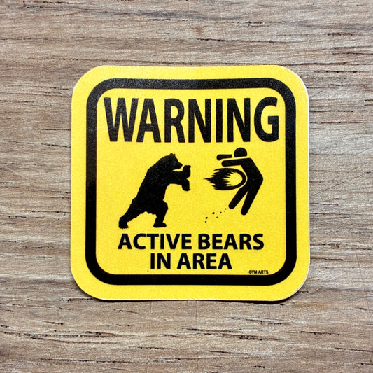 Bear warning sign vinyl sticker