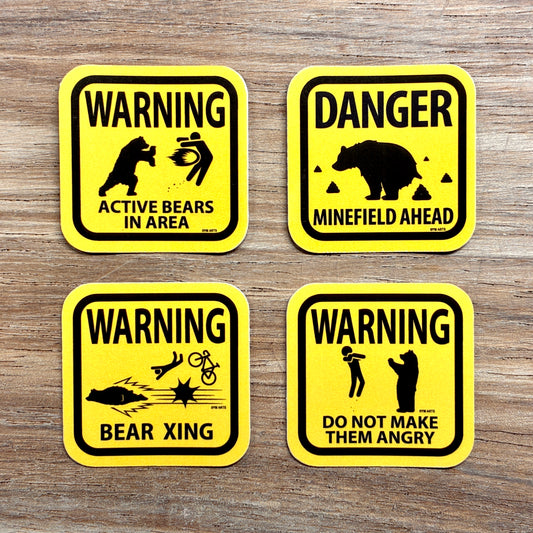 Bear warning sign vinyl sticker