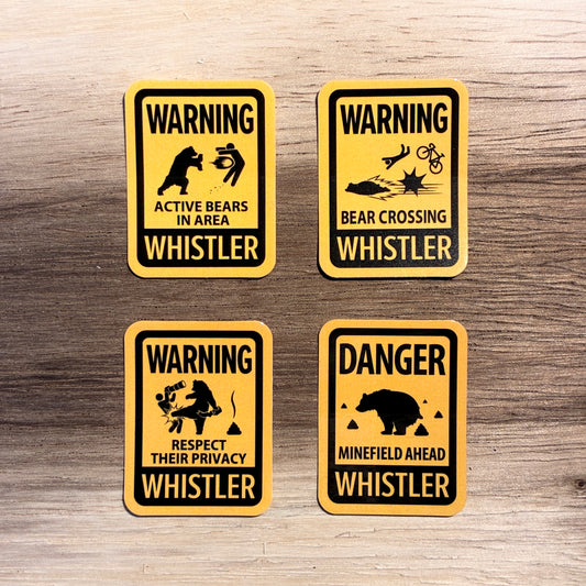 Bear warning sign vinyl sticker for Whistler