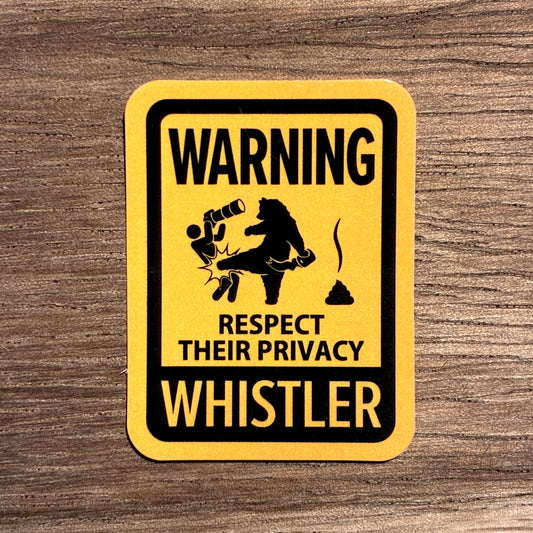 Bear warning sign vinyl sticker for Whistler