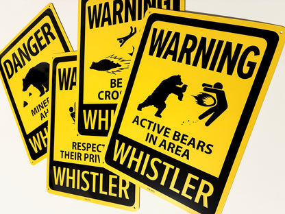 Metal warning sign for Whistler 20x27mm