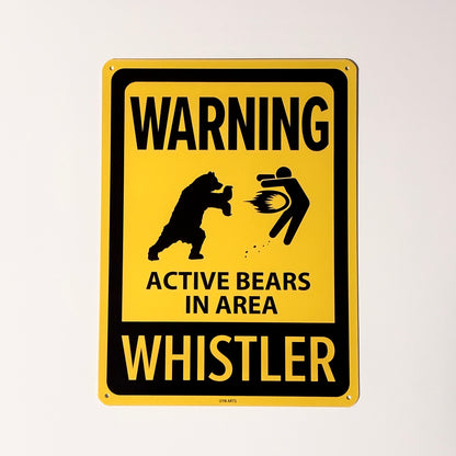 Metal warning sign for Whistler 20x27mm