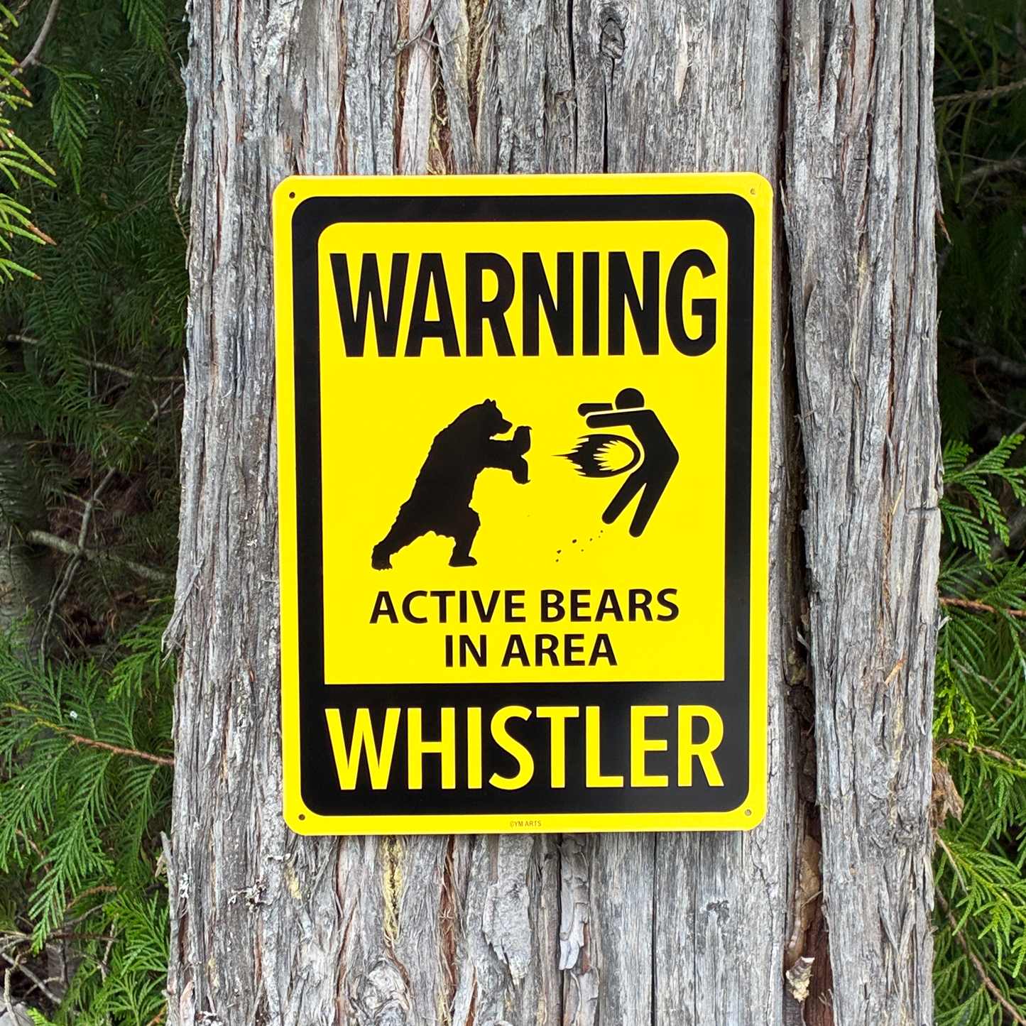 Metal warning sign for Whistler 200x270mm