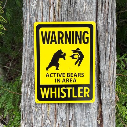 Metal warning sign for Whistler 200x270mm