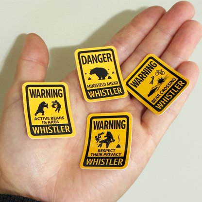 Bear warning sign vinyl sticker for Whistler