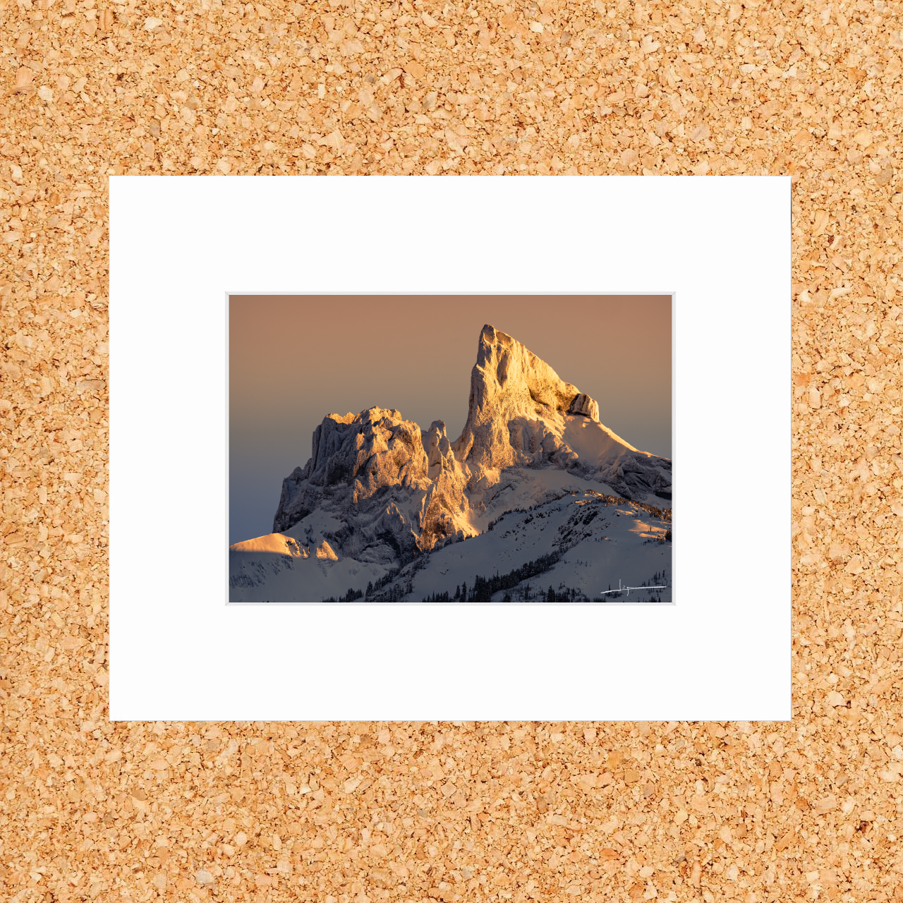 Matted print of photograph "The Black Tusk at sunset" #00501